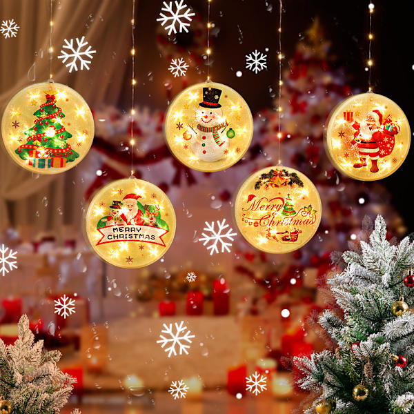 Stjärnljus Julstämning Gardin Skyltfönster Dekoration Rum Layout LED Färgad Lampa Sugkopp Hängande Ljus Five-piece USB