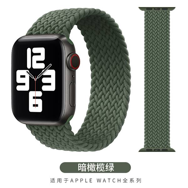 Kellon ranneke Apple Watch iWatch 38/40/41mm XS 128mm Tummanoliivinvihreä