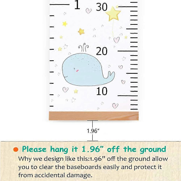 Höjdmätningsdiagram för barn | Mätsticka för vägg, trä och canvas | Väggmonterad mätsticka för pojkar och flickor | 200 cm x 20 cm | Perfekt för Nu