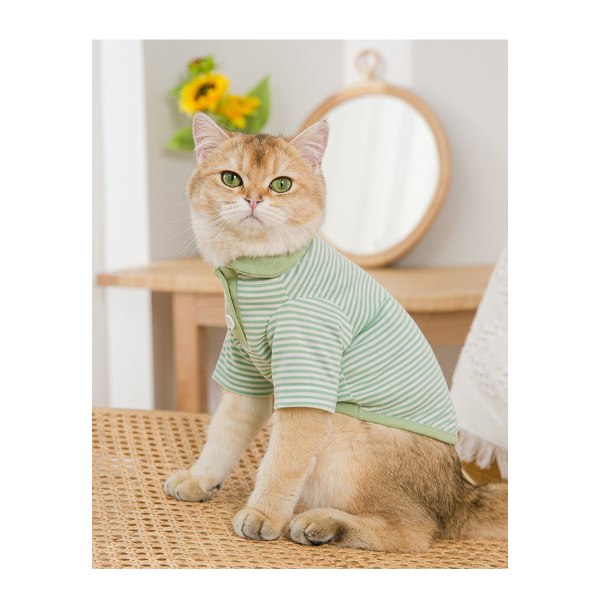 Andningsbara randiga stickad kofta för husdjur, kattkläder Pink stripes XL