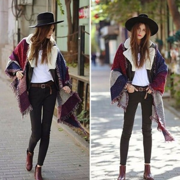 Dam Scarfs Oversized Tartan Lång Kashmir Filt Bekväm Andningsbar Pläd Sjal Wraps Casual Vardagskläder Höst Och Vinter Wine Red