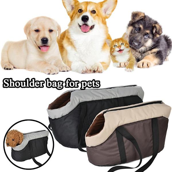 Rygsæk til kæledyrshund, åndbar komfort, udendørs rejsetasker til lille kat Chihuahua, bærbar enkelt tote skuldertaske thin brown L