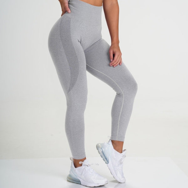 Yogabyxor Hög midja Push Up Smile Form Hip Legging Löpning Fitness Gym Byxa light grey M