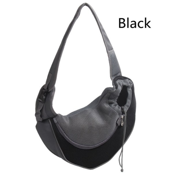 Husdjursvalp Bärväska S/L Utomhus Rese Hund Axelväska Mesh Oxford Enkel Komfort Sling Handväska Tote Väska Black L