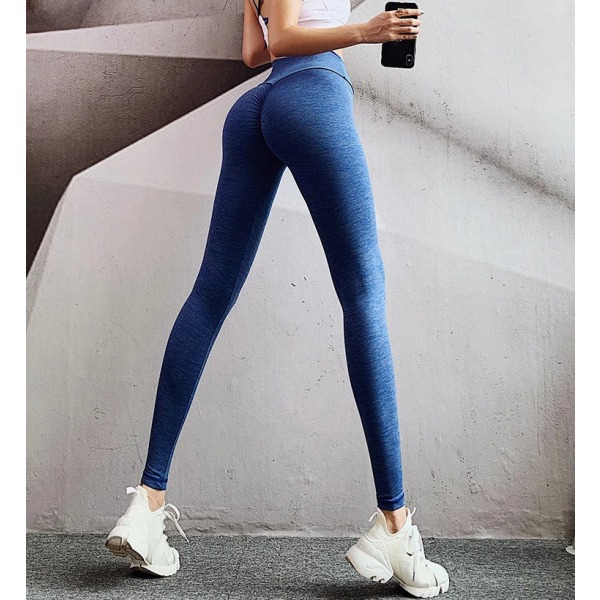 Yogabyxor med hög midja sömlösa leggings för fitness för kvinnor Blue M