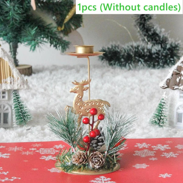 God Jul Hantverk Ljusstake Gyllene Ljusstaks Ornament Julbordsdekoration Julklapp 2023 Gott Nytt År 2024 1pcs
