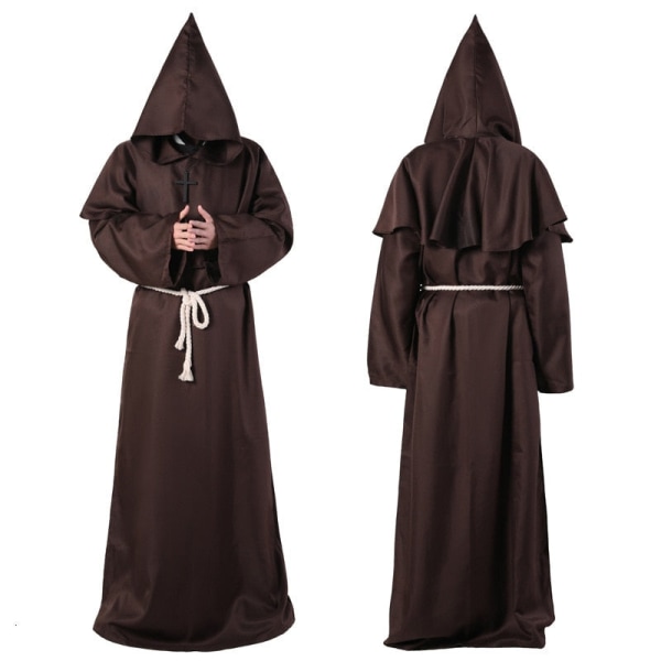 Keskiaikainen Halloween Kristillinen Munkki Pappi Kaapu Noita Velho Viitta Juhlat Kuolema Kummitus Vampyyri Paholainen Demoni Cosplay Puku Aikuisille Black L