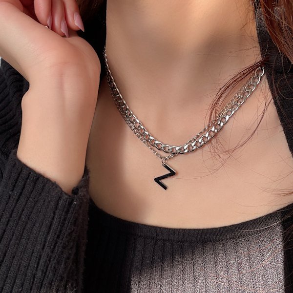 Titaani Teräs Musta Rakkaus Riipus Kaulakoru Korut Riipussetti Koristeelliset Korut 26# round necklace