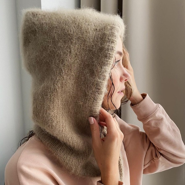 Western Style Efterår og Vinter Mode Varmt Halstørklæde Halsbeskyttelse Integreret Uldstrikket Hue Kvinder Elegant gray