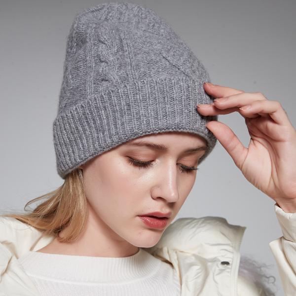 Vinterull Dame Strikket Lue Fortykket Twist Lue Kasjmirfølelse M Jacquard Lue Ullkvalitetsinspeksjon Camel Adjustable (flexible, for adults)