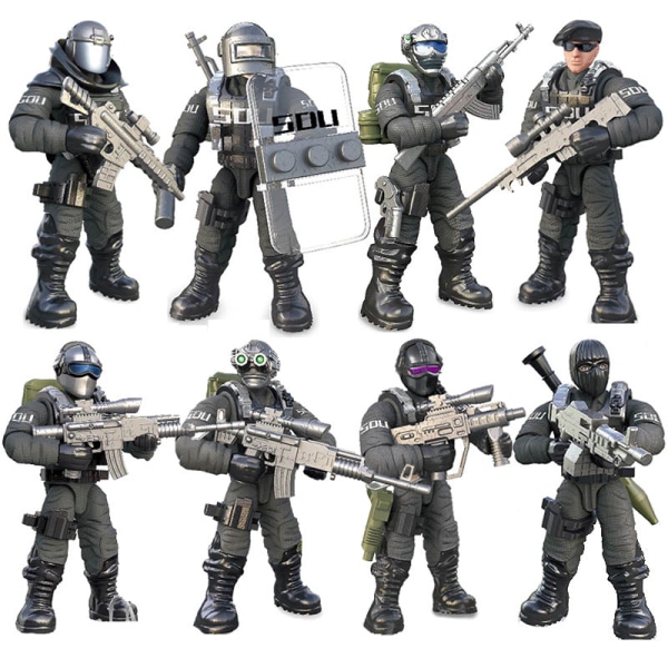 8 st/ set Militär leksak monterad skurk modell Xj822 minifigurer rörlig ledsoldat modell XJ9921