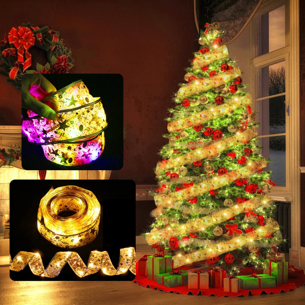 Julebånd Lyslenke God Jul Dekorasjoner Til Hjemmet 2023 Julepynt Xmas Navidad Gaver Nyttår 2024 Silver color light 5M 50LED