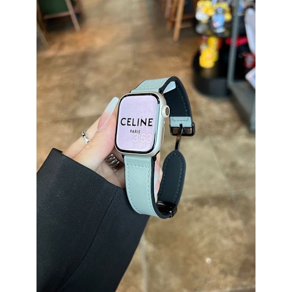Klockarmband för Apple Watch iWatch 38/40/41/ 10:e generationen 42mm universal läder grå