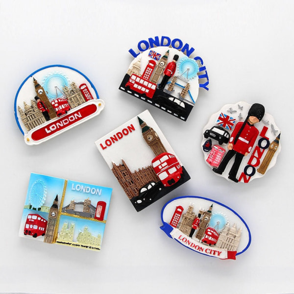 London Souvenir magnetiske 3D køleskabsmærkater Britisk soldat bus London Bridge køleskabsmagneter Verdensturisme souvenirs gaver London Bus