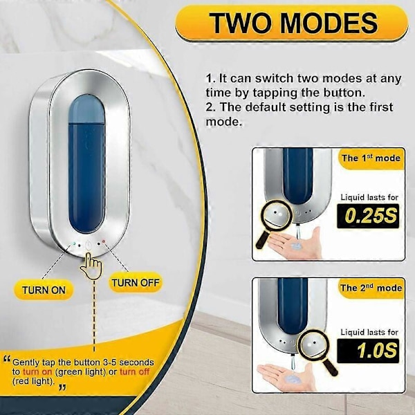 Automatisk Tvåldispenser 700ML med Sensor Beröringsfri Väggmonterad Tvåldispenser Desinfektionsmedel Silver