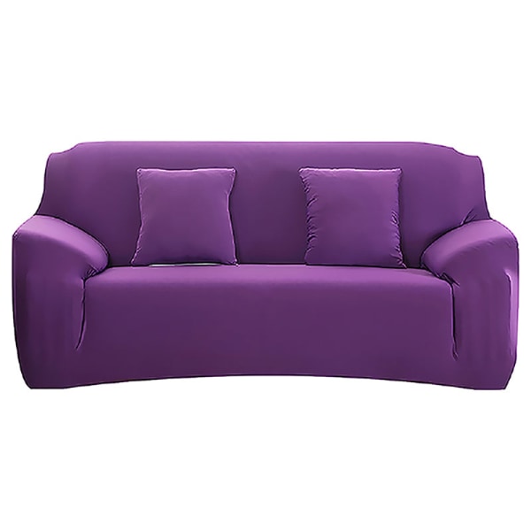 Överdrag Enfärgade sofföverdrag för vardagsrum Elastiskt cover Överdrag Stolskydd 1/2/3/4 sits Purple 2-seater 145-185cm