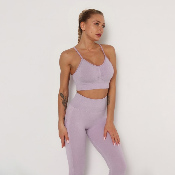 Yoga Tøj Fugttransporterende Top Cropped Sports Tight Sexet Løbe BH til Kvinder 6205 bra-light purple L