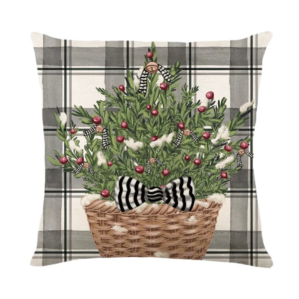Merry Christmas Pudebetræk 45x45cm Pyntepudebetræk Vinter Julepynt til Hjemmet Træ Hjort Sofa Pudebetræk 9