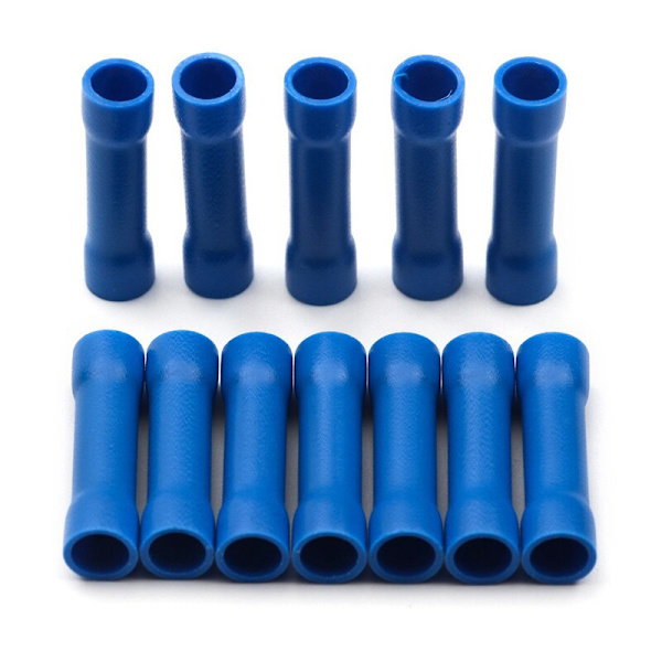 10/50/100 st Blandade Isolerade Krympterminaler Elektriska Kabelkontakter Butt Connectors Krympterminal BV1.25 BV2.5 BV5.5 Blue 1.5-2.5mm2 100PCS