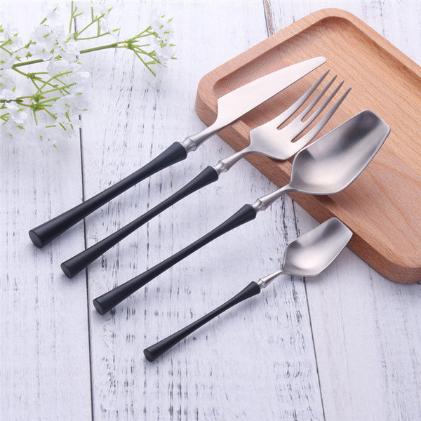 Bestickset i rostfritt stål Guld Bestickset Västerländska Matbestick Servis Julklapp Gafflar Knivar Skedar Overseas black silver