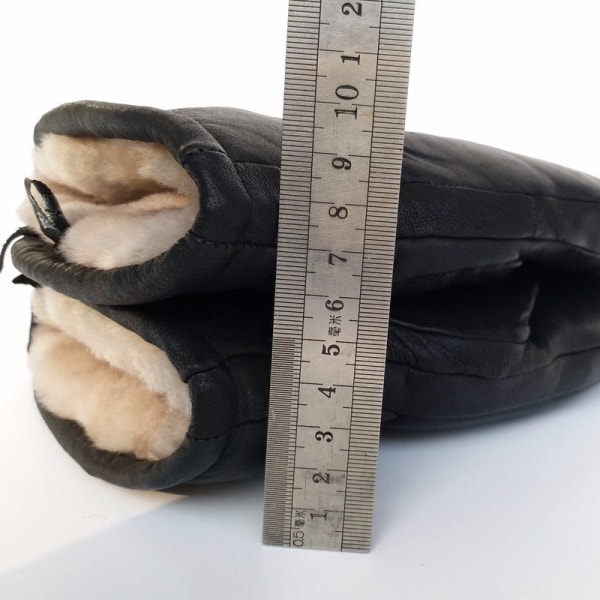 2023 Herr fårskinnhandskar äkta läderhandskar för män vinter Utomhus varma pälsförtjockande termiska handskar Black 12