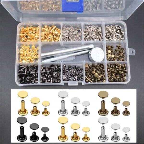 480 stk. Metal Dobbelt Hætte Nitter Studs Runde Nitter til DIY Læder Håndværk Taske Bælte Tøj Beklædning Sko Kæledyr Halsbånd Fikseringsværktøj 240pcs With Plier