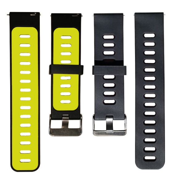 Tvåfärgat Klockarmband 22mm för Huami Amazfit2 Samsung WACTH 46mm Black outside and green inside