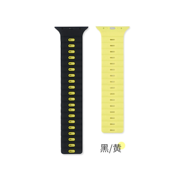Klockarmband för Apple Watch iWatch 38-41 S10/42mm svart box Ris korn magnetisk sug - svart/gul