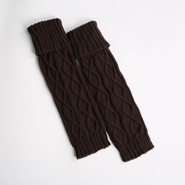 Talviset neulotut villaiset lämpimät leggingsit Vintage Lingge yksivärinen lämpöä pitävät pitkät sukat Karvaiset säärystimet naisille coffee one size