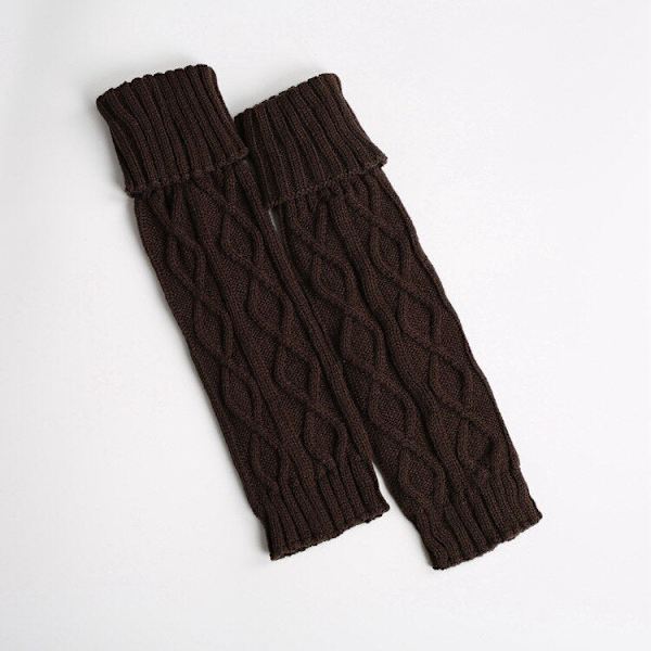 Talviset neulotut villaiset lämpimät leggingsit Vintage Lingge yksivärinen lämpöä pitävät pitkät sukat Karvaiset säärystimet naisille khaki one size