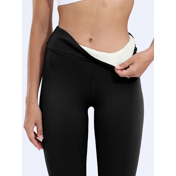 Naisten housut Lämpimät talviset paksut sametti leggingsit Korkeavyötäröiset mustat leggingsit Kompressio Paksut lampaanvillahousut Kylmää kestävät housut Red L