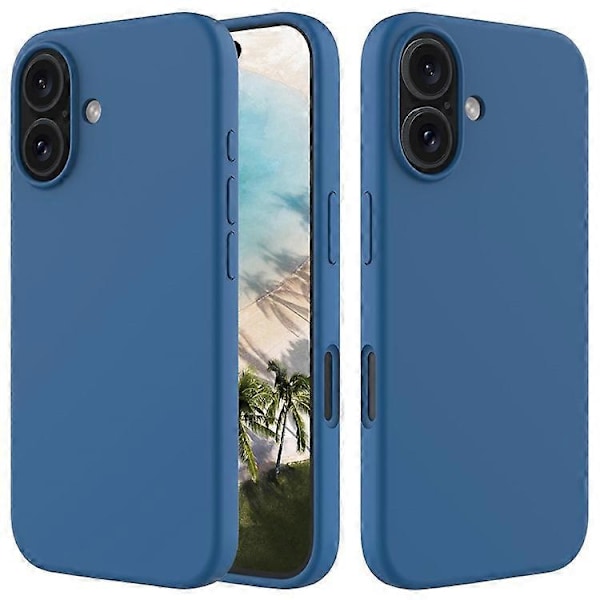 Kompatibelt Skal för iPhone 16, Flytande Silikon, Mjukt Foder, Stötsäkert Telefonskydd Blue