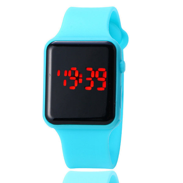 Apple Square Fashion Sports Led Silikon Elektronisk watch för barn Blue