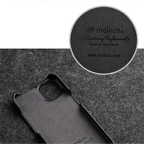 MELKCO Kompatibelt För iPhone 13 Äkta Ko Läder+PC Telefonfodral Vertikal Flip Ultratunt Skyddande Skal White