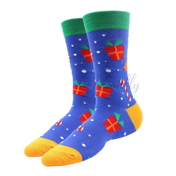 Julstrumpor PEONFLY Nya Färgglada Bomullsstrumpor Herrstrumpor Harajuku Hip Hop Roliga Tecknade Jultomten Kakor 37 EUR36-40