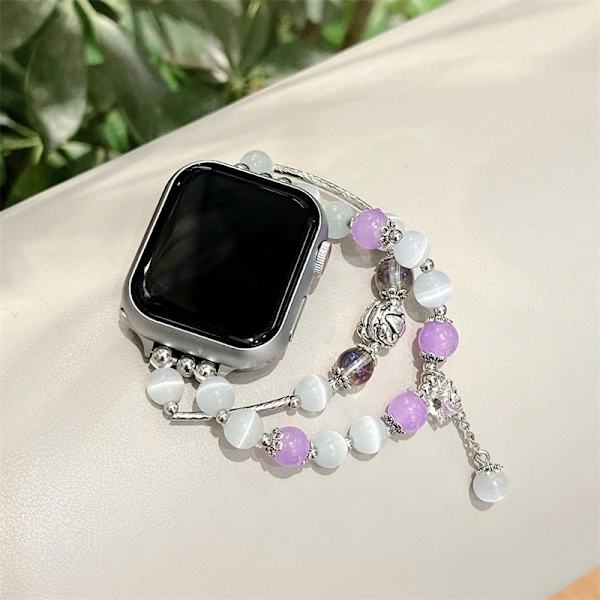 Kellon ranneke Apple Watch iWatch 44mm 4.~6. sukupolvi/SE integroitu - violetti kissansilmäkivinen ranneke