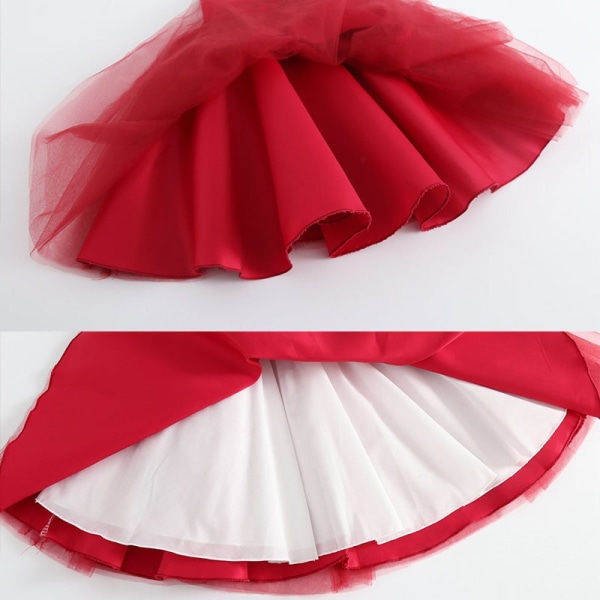 Stor Rosett Baby Flickor Klänningar Barn Prinsessa Elegant Party Tulle Juldräkt Barn Födelsedag Bröllop Kläder 1-6 År as picture