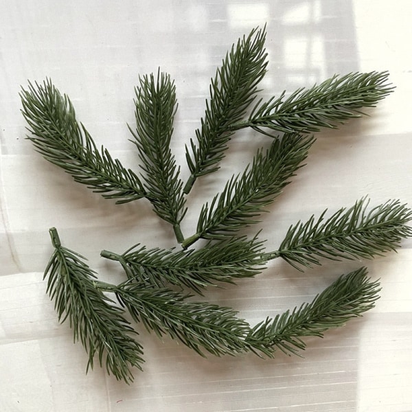 10 st tallgrenar konstgjorda falska växter konstgjorda blomgren julfest dekoration DIY-tillbehör Bukett presentförpackning green 9cm