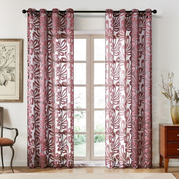 Brune Korte Geometriske Tyl Voile Gardiner til Stue Soveværelse Køkken Gardiner Skygge Vindue Voile Gardiner Stof Draperinger Light Grey 1 PC W60 x H120cm