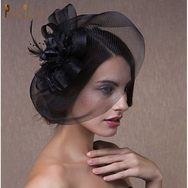 JM02 Hvit Svart Brudeslør Fascinator Fuglebur Slør Bryllupshatt Kort Brud Ansiktslør Sjarmerende Kvelds Blusher Slør Brudehodeplagg White