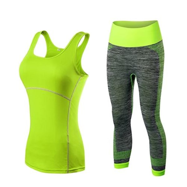 Yoga Set Sport Löpning Gym Träningsset Kläder träningskläder fitness kvinnor 2002Bgreen5081green M