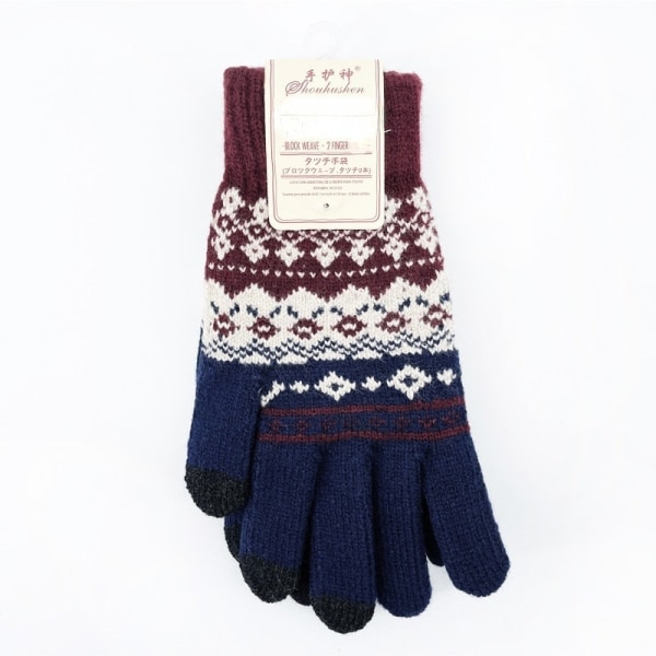 Cashmere Stickade Vinterhandskar för Kvinnor Cashmere Stickade Dam Herr Höst Vinter Varma Tjocka Handskar Skärmskidhandskar Style 3 Gary One Size