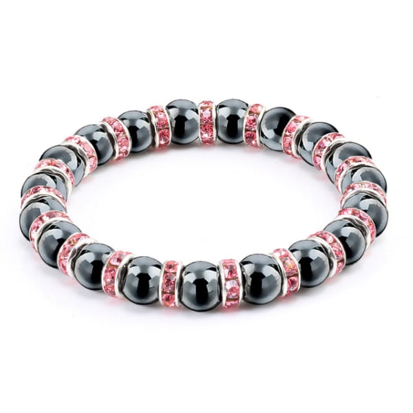 Naturlige hæmatitperlearmbånd til mænd Uden magnetisk sundhedsbeskyttelse Dame Smykker Charm Krystalsten Stretch Armbånd Bangle Pink Gold