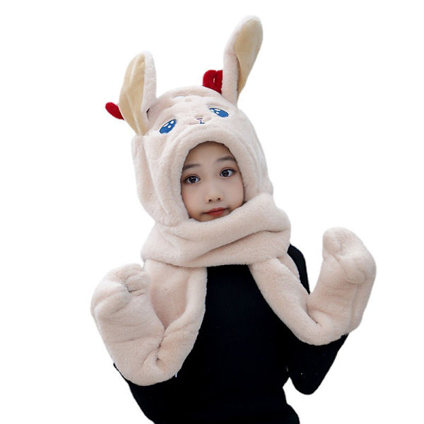 Mjuk halsduk Älgmössa Tredelat Koreansk Stil Trendig Varm Halsduk Öronskydd Integrerat Khaki