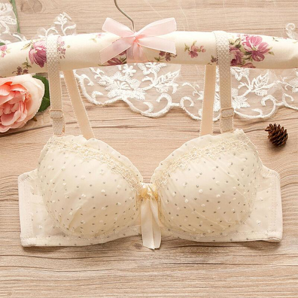 Behåar för Kvinnor Push Up BH Spets Bralette med Omlindad Rosett Underkläder Yellow 32/70AB