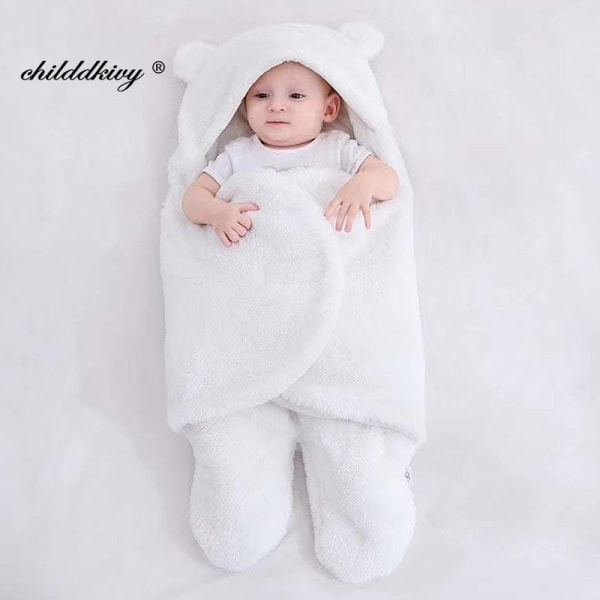 Pehmeät vastasyntyneen vauvan kapalointipeitot vauvan makuupussi kirjekuori vastasyntyneelle unipussi puuvilla paksuuntua kotelo vauvalle 0-9 kuukautta white-Flannel 0-3M