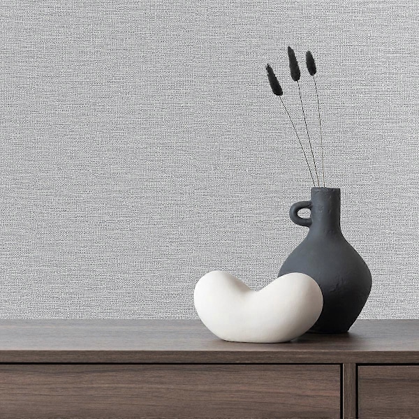Telma Hessian Texturerad Vinyltapet Grandeco Ljusgrå Light Grey