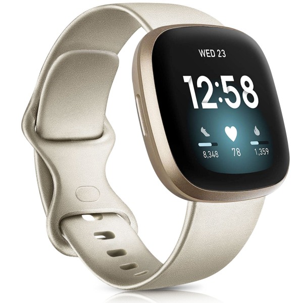 Kellon ranneke Fitbit Versa 3 -rannekkeelle Silikoninen ranneke Vaihto Fitbit Sense -rannekkeelle Correa-lisävarusteet Ruusukulta Hopea purple size L for Versa3