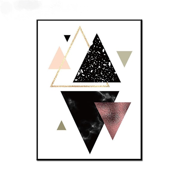 Wekity Marmor Tekstur Geometrisk Lappverk 1 Veggkunst Lerret Trykk Plakat, Enkel Abstrakt Kunst Tegning Dekor for Hjem Stue Soverom Kontor og Ch