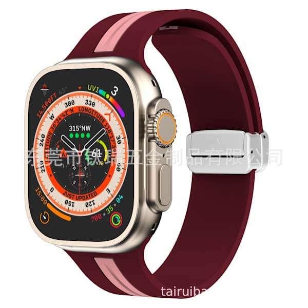 Klockarmband för Apple Watch iWatch 38/40/41mm vinröd puder silverspänne